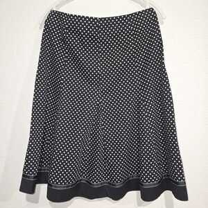 Elegant Black and White Polka Dot A-Line Skirt